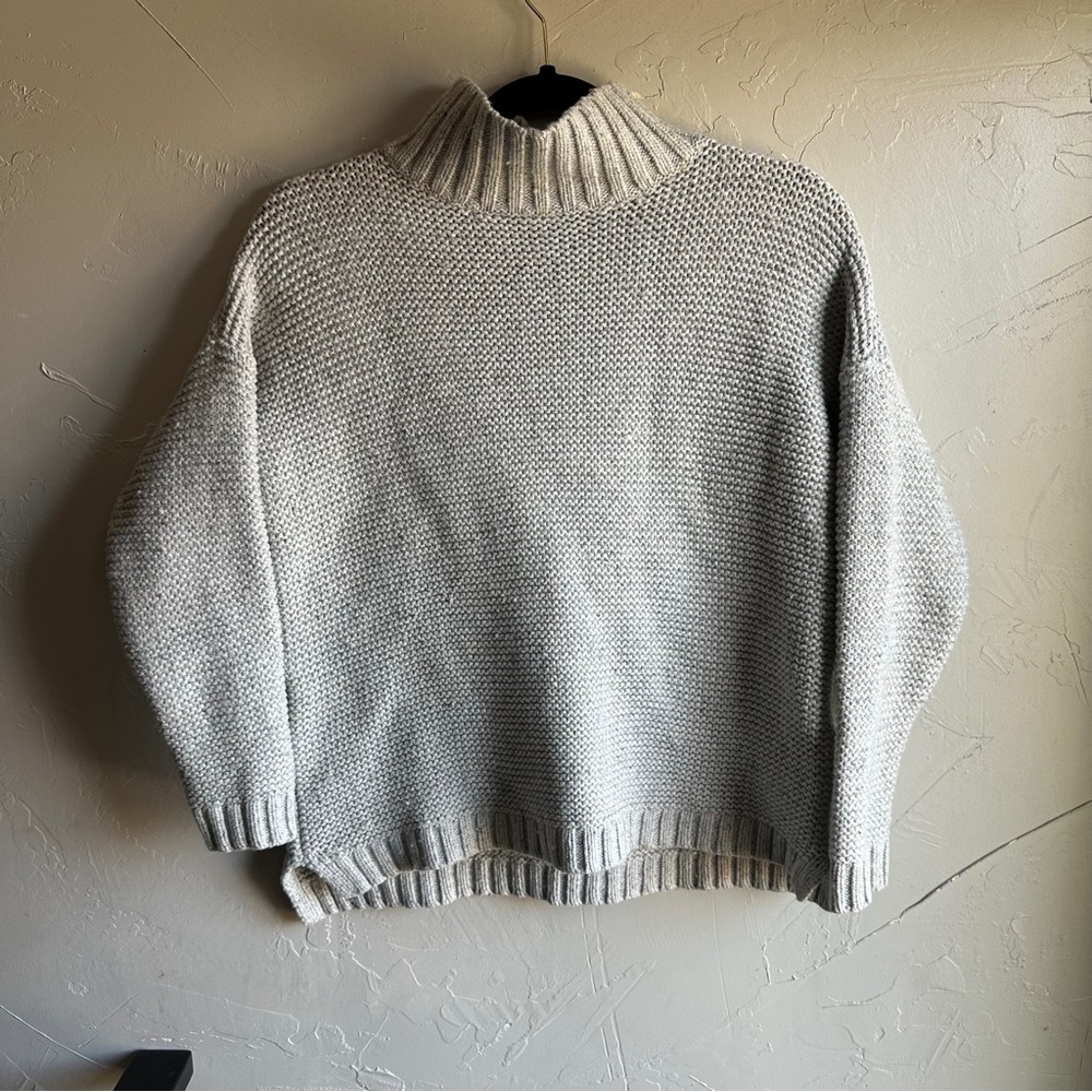 Marine Layer Remi‎ Cozy Knit Wool Blend Mock Neck Sweater Fishermen Knit Sz M